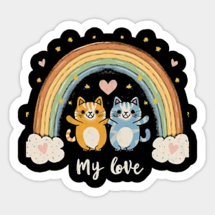 My Rainbow Cat is My Valentine Sticker